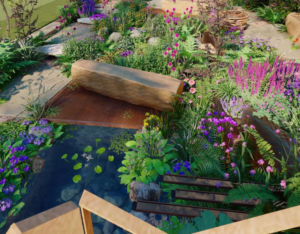 The Octavia Hill Garden by Blue Diamond with the National Trust at RHS Chelsea Flower Show 2024 Designed by Ann-Marie Powell Gardens